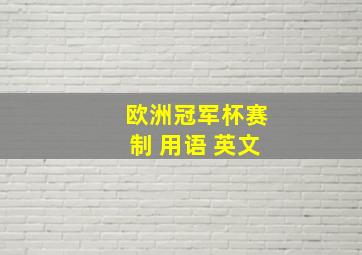 欧洲冠军杯赛制 用语 英文